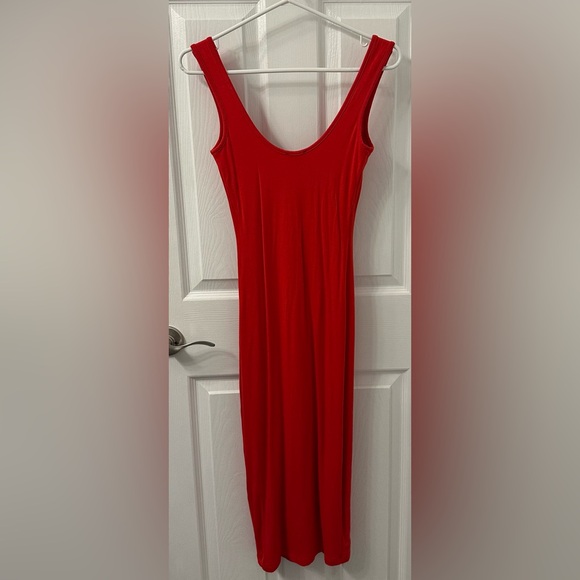 ❤️FINAL SALE❤️ Bardot Red Lace-up Detail Fitted Jersey Midi Dress Size US 2 - Picture 9 of 11